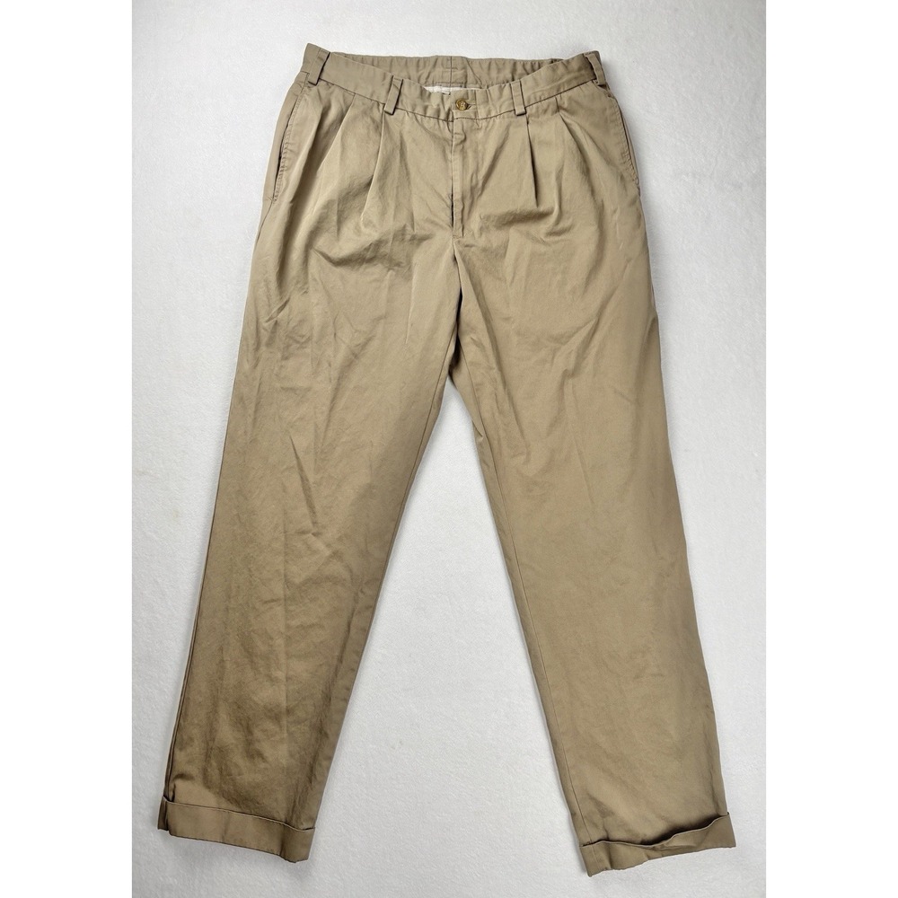 Bills Khakis Mens Classic Fit Pleated Chino Pants Tan Size 36 Made USA